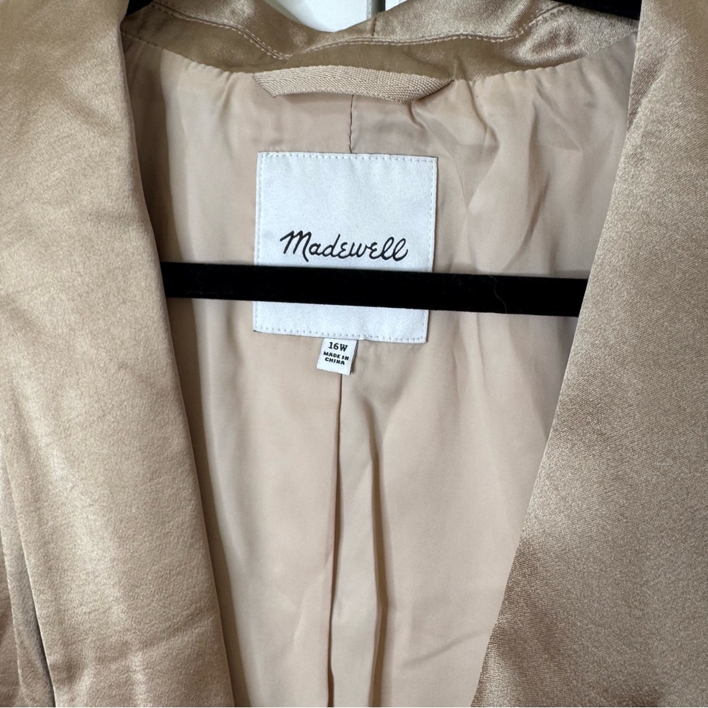 Madewell Champagne Satin Blazer Jacket - Picture 3 of 6